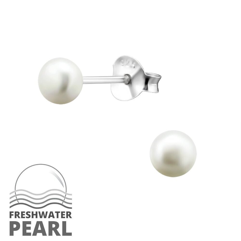 Sterling Silver Freshwater Pearl Stud Earrings 4mm